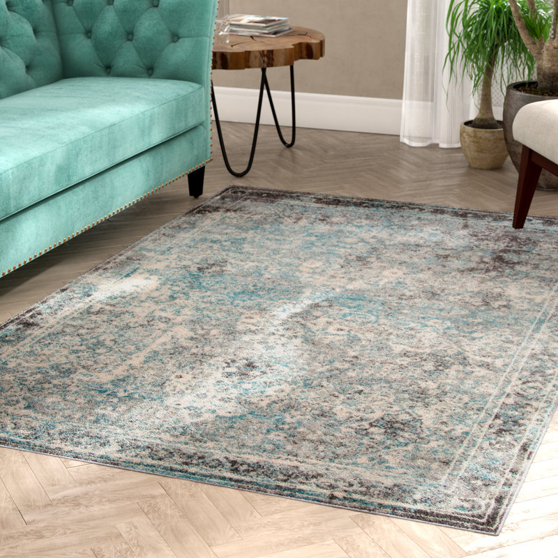 Mistana Danny Turquoise/Dark Gray/Ivory Area Rug & Reviews Wayfair